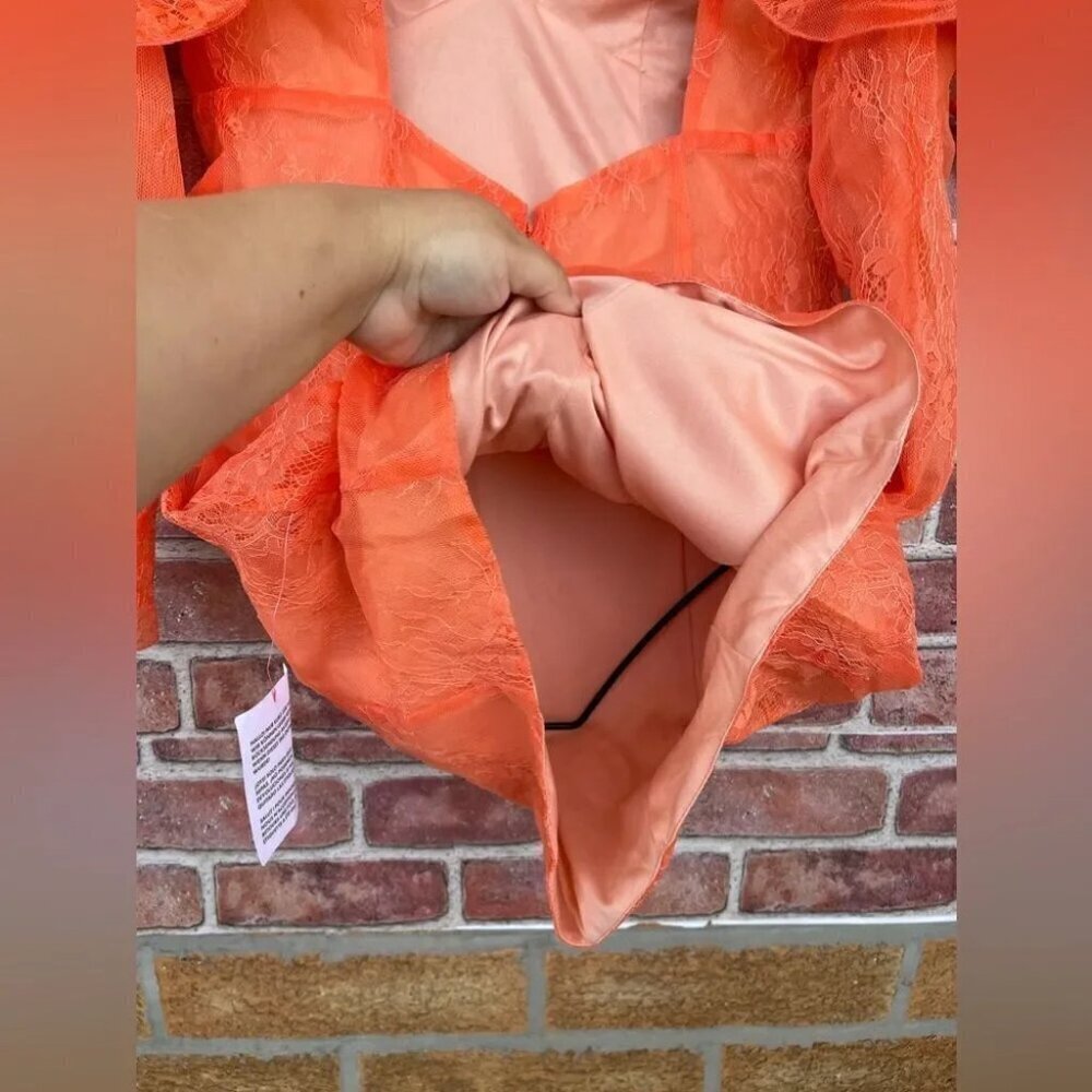 ASOS Orange Ruffle Puff-Sleeve Mini Dress - Picture 14 of 14